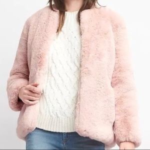 Gap Pink Faux Fur Jacket